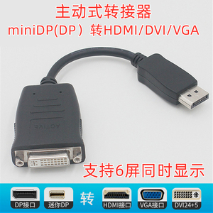 DP转DVI母主动式转接头miniDP转HDMI线4K丽台多屏高清电脑转换器
