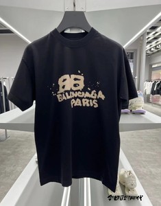 Balenciaga/巴黎世家  24夏季经典BB字母印花休闲宽松短袖男T恤女