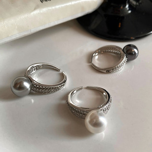 大溪地单颗珍珠可调节尾指戒指女小众设计开口个性食指戒独特指环