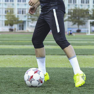 足球收腿裤训练短男七分裤修身长裤小脚透气跑步运动健身口袋拉链