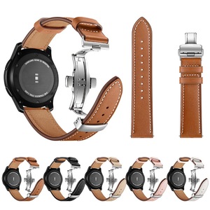 适用于TicWatch Pro真皮Ticwatch2表带1/2代 Ticwatch E智能手表金属不锈钢带蝴蝶扣小牛皮腕带 4G版表链替换