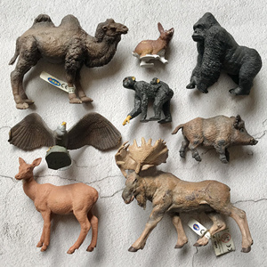 8只瑕疵残品打包 papo野生动物玩具模型骆驼鹿白头鹰野猪猩猩