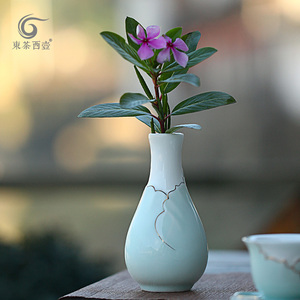 东茶西壶创意青瓷插花小花瓶水养迷你客厅桌面干花水培插花器陶瓷