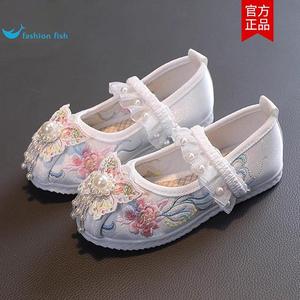 2024汉服鞋子女童夏季老北京绣花鞋中国风公主鞋古装舞蹈古风布鞋