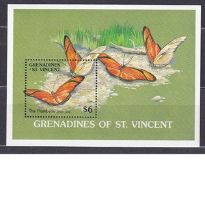 Z07-3 圣文森特的格林纳丁斯邮票 1989 蝴蝶 小型张01 全新