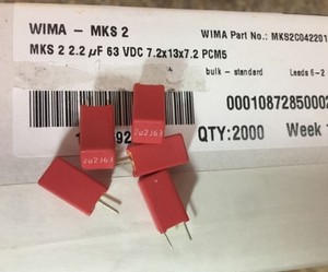 50只=130元 威马 WIMA薄膜电容器 225 63V 2.2UF MKS2  P=5MM