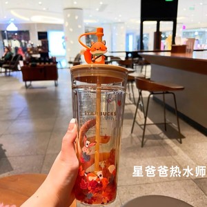 星巴克杯子双层玻璃吸管杯子冷饮夏季随行杯保温咖啡杯便携大容量