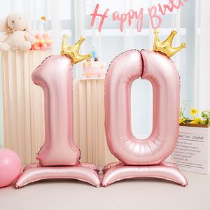 40寸粉色大号蓝色数字铝膜气球生日装饰场景布置男孩女孩周岁拍照