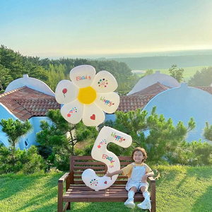 网红生日数字气球白色大儿童男女孩宝宝周岁ins派对装饰场景布置
