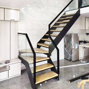 室内钢木实木玻璃楼梯 家用整体楼梯定制作 别墅LOFT复式阁楼楼梯