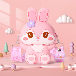 儿童兔子包包2023新款女童可爱硅胶卡通斜挎女孩宝宝零钱小孩背包