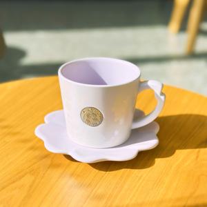 星巴克23新款夏日繁花花团锦簇简约温柔紫色陶瓷桌面马克水杯盘碟