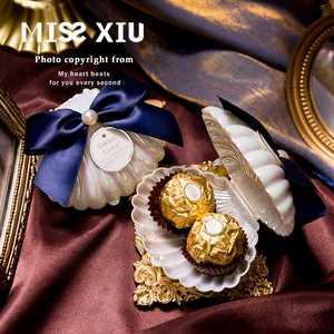 MISSXIU[人鱼之恋]订婚结婚喜糖盒子珍珠婚礼贝壳成品个性糖果盒
