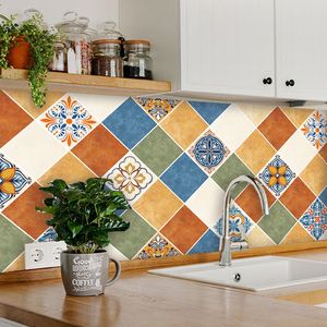 厨房防油贴纸仿瓷砖墙壁防水美式自粘墙贴卫生间墙面瓷砖装饰贴画