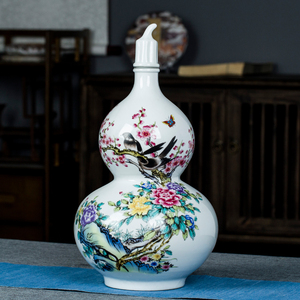 景德镇陶瓷器新中式葫芦瓶酒瓶装饰品摆件家居客厅博古架工艺礼物