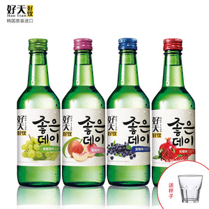 韩国进口好天好饮360ML*4瓶装蓝莓葡萄味蜜桃味石榴烧酒韩国进口