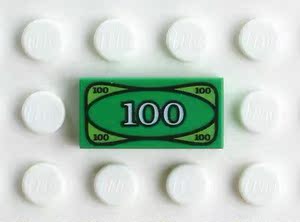 乐高Lego 人仔零配件 100美元印刷砖 3069bpx7 dollar 美金 10个