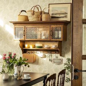 北美小镇 美式实木壁柜 复古储物挂柜壁橱厨房置物架墙上收纳吊柜