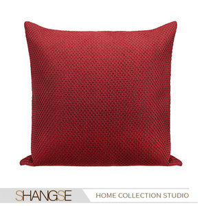 尚塞布艺样板房酒店抱枕红色压纹方枕靠包现代软装靠垫