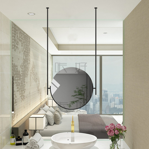 方形天花板吊镜卫生间吊杆镜悬空吊镜椭圆镜法式浴室镜2022新款