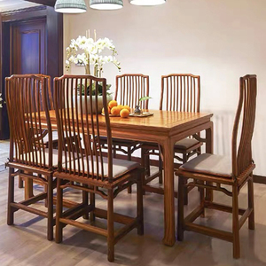 新中式刺猬紫檀餐桌椅组合京瓷家具苏梨长餐桌花梨木长餐台定制