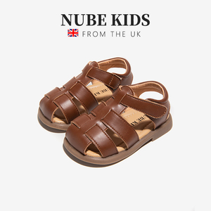 英国NubeKids童鞋~男女童小童韩版复古英伦风包头凉鞋海边沙滩鞋