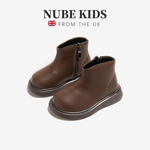 英国Nube童鞋真皮儿童马丁靴洋气时尚百搭防滑软底高帮男女童短靴