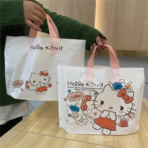 卡通kitty猫可爱塑料衣服袋子服装店用包装购物化礼品手提带店铺