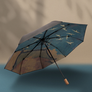 双层古风遮阳伞防晒黑胶防紫外线女晴雨伞两用折叠复古雨伞upf50+