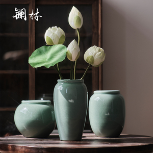 中式陶瓷花瓶古典青瓷客厅水培插干花器餐桌空间摆件家居陶罐装饰