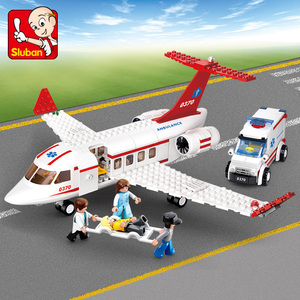 小鲁班空中巴士飞机航空客机航天拼装积木益智力拼插玩具模型6岁