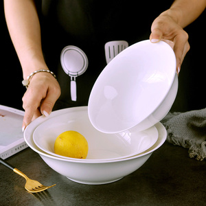 家用纯白色骨瓷大号汤碗陶瓷吃面碗中式汤盆创意简约单个菜碗