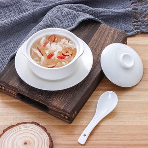 汤碗陶瓷汤盅炖盅西餐创意双耳汤杯沙拉碗甜品盅烤碗双耳有盖汤盅