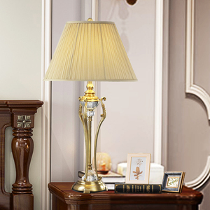 美式全铜台灯欧式卧室床头灯具奢华美家创意时尚水晶浪漫复古灯饰