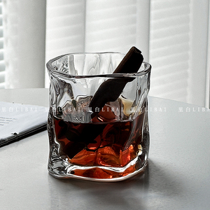 里白 威士忌扭扭玻璃杯洋酒杯烈酒杯果汁家用水杯客厅玻璃杯子