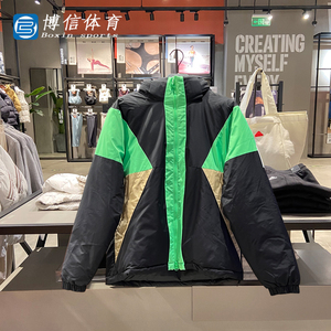 Adidas三叶草 男女 拼接色两面穿连帽防风保暖羽绒服外套 H66015