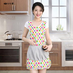 韩版时尚花边大口袋厨房防水可擦手围裙女小清新可爱家用做饭围腰