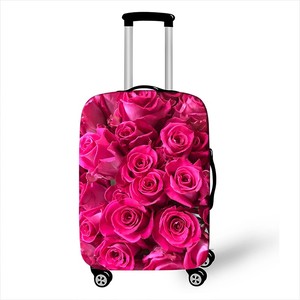 玫红色玫瑰花朵弹力箱套拉杆箱旅行旅游登机行李皮箱保护罩子防尘