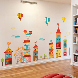 客厅背景墙贴画壁纸自粘卡通墙纸儿童房墙面装饰幼儿园城堡墙贴纸