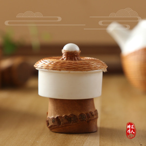 中式竹制手工盖托盖碗茶置茶道配件泡茶壶茶盖盖置茶具配件六君子