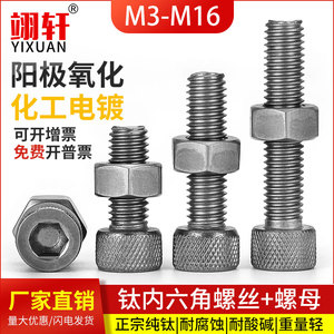 TA2纯钛内六角螺栓螺母套装Gr2钛合金螺丝钉M3M4M5M6M8M10M12M16