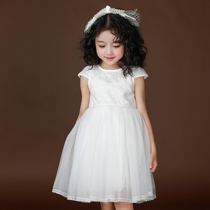 女童夏装白色公主裙子 夏季新款儿童洋气六一蓬蓬纱礼服连衣裙夏
