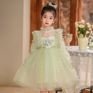 女童春装公主裙 2024春季韩版新款童装女宝儿童淑女长袖连衣裙子