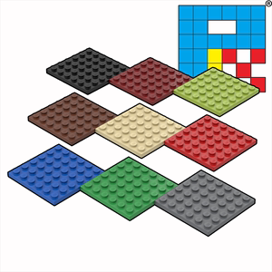 LEGO乐高 3958 黑白红橙蓝绿深紫深青浅绿深米深红浅灰浅黄 6x6板