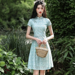 改良奥黛旗袍2021年新款夏季复古中国风年轻款女夏显瘦短款连衣裙
