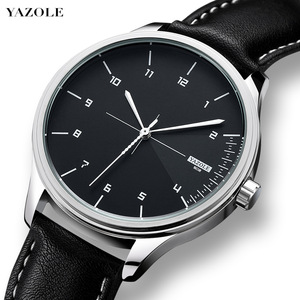 YAZOLE微供简约时尚防水石英男士手表男皮带wrist watch men外贸