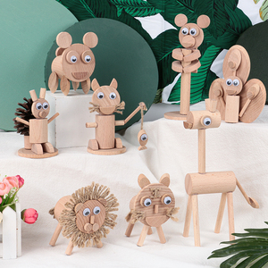 动物模型幼儿园儿童美工区粘贴创意diy手工制作区域材料包小木片