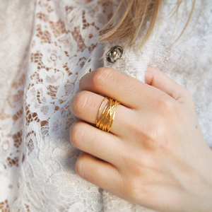 法国BDM多层食指戒指女小众设计素圈轻奢宽版叠戴金色时尚高级感