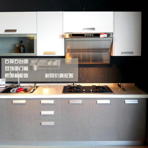 成都厨房厨柜简易整体橱柜定做定制石英石台面双饰面门板现代简约