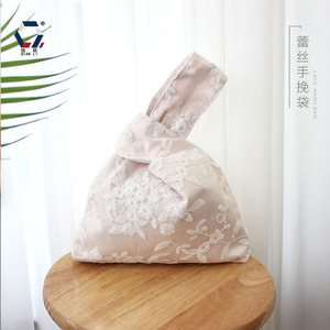 【锦熙阁】钱丽日式和风复古手工双层蕾丝手腕袋简约套结袋手提包